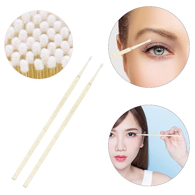 300 PCS Eyelash Extension Supplies Kit Disposable Micro Swab Brush Eyebrow Spoolies Lip Stick Brush Mascara Wand Applicator Makeup Brush Tool(all gold kits)