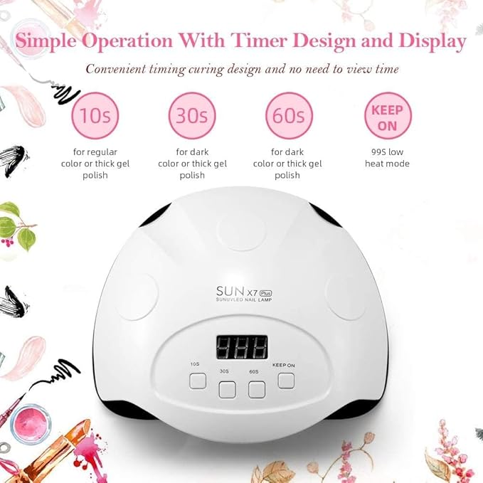 UV LED Gel Nail Lamp, 90W Nail Dryer LED Nail Light for Gel Polish-4 Timers Professional Upgraded Curing Lamp Nail Art Accessories, Dual Curing Gel Toe Nails,White