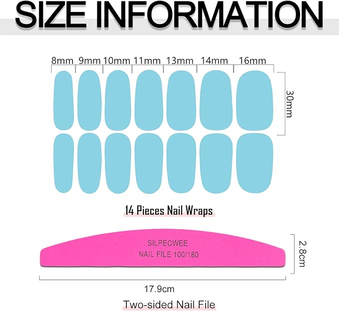 SILPECWEE 20 Sheets Easter Nail Wraps for Women Candy Color Nail Polish Strips Self Adhesive Nail Polish Stickers Gel Nail Strips Fingernails Manicure Sticker Accessories with 1pc File