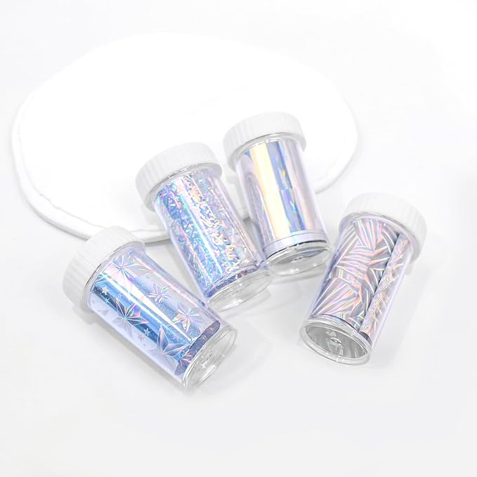 SILPECWEE 2 Boxes Aurora Nail Foil Sheets Laser Nail Transfer Foil for Long Acrylic Nails Starry Sky Holographic Nail Art Foil Iridescent Nail Stickers Design for DIY Nails Decoration
