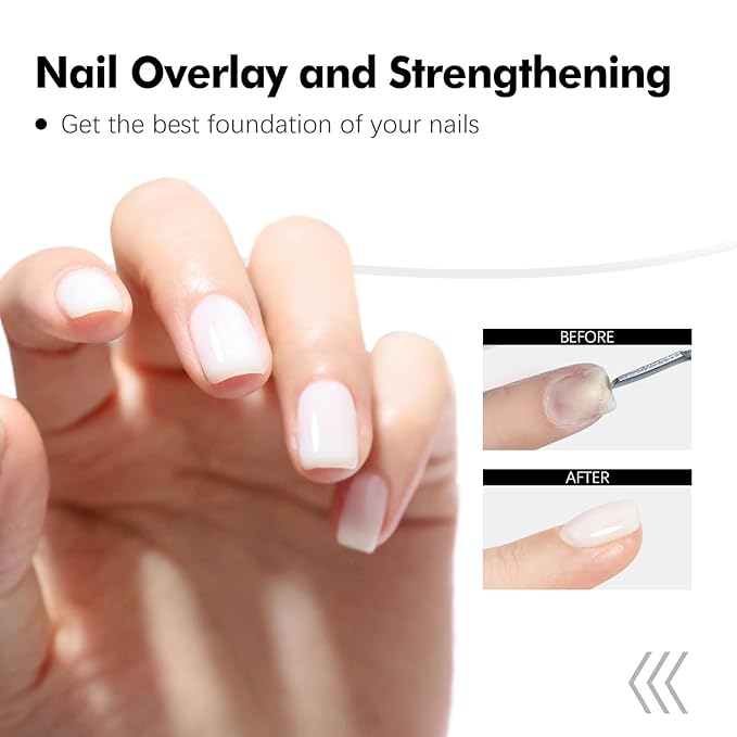 FZANEST Builder Gel for Nails, Milky White Gel Polish Rubber Base For Nails Strengthener Extension Apex Building Repair UV LED Color Base Nail Polish in Bottle