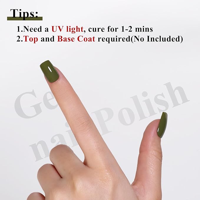 Imtiti 10ml Olive Green Gel Nail Polish Long Lasting Soak Off UV Led Fall Gel Polish Salon DIY at Home Gift for Women 1Pcs