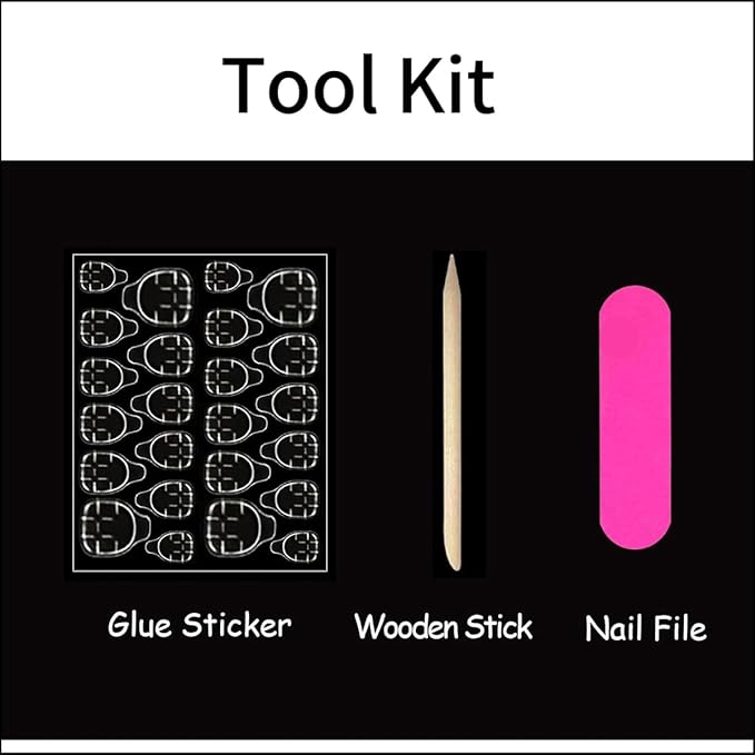 120 Pcs Medium Press on Nails Square French Tip Fake Nails with Stripe Design Full Cover Matte Stick on False Nails for Women 15 Sizes