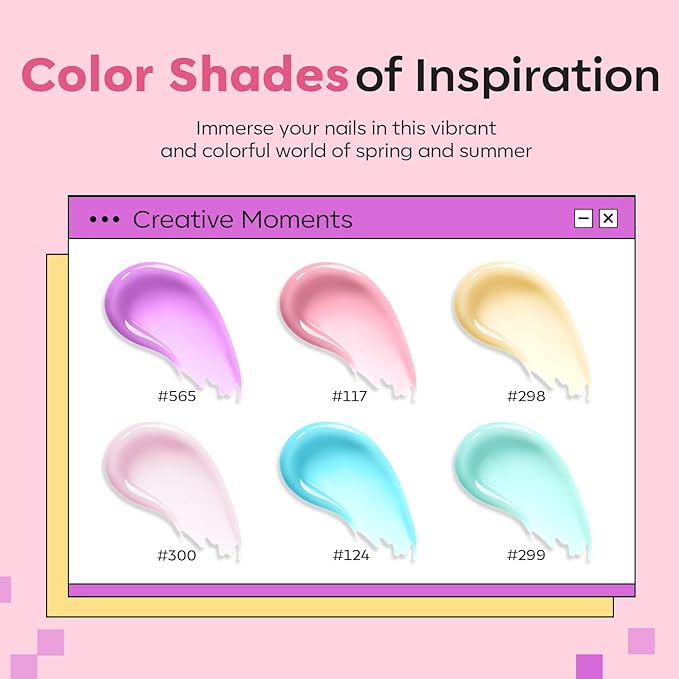 modelones Poly Gel Set 6 Colors Spring Pastel Macaron Collection Nail Extension Kit Pink Yellow Blue Builder Nail DIY Manicure Salon at Home