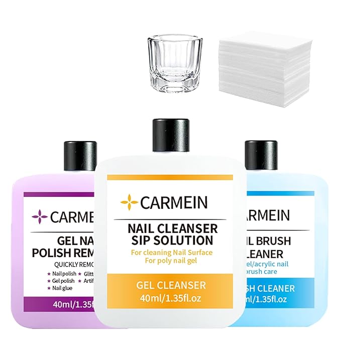 Nail Cleaner & Brush Cleaner & Gel Nail Polish Remover, 40ml/1.35fl.oz Must-Have Nail Care Trio