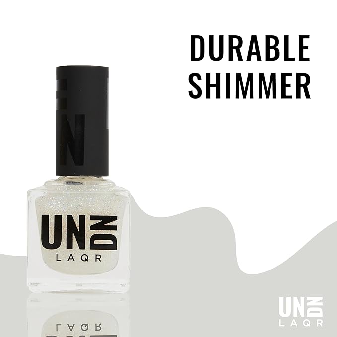 UN/DN Vegan Nail Polish - Cosmic Glitter - Clear Glitter Nail Polish - Fingernail Polish for Women and Men - Long Lasting, Cruelty Free - 0.5 oz