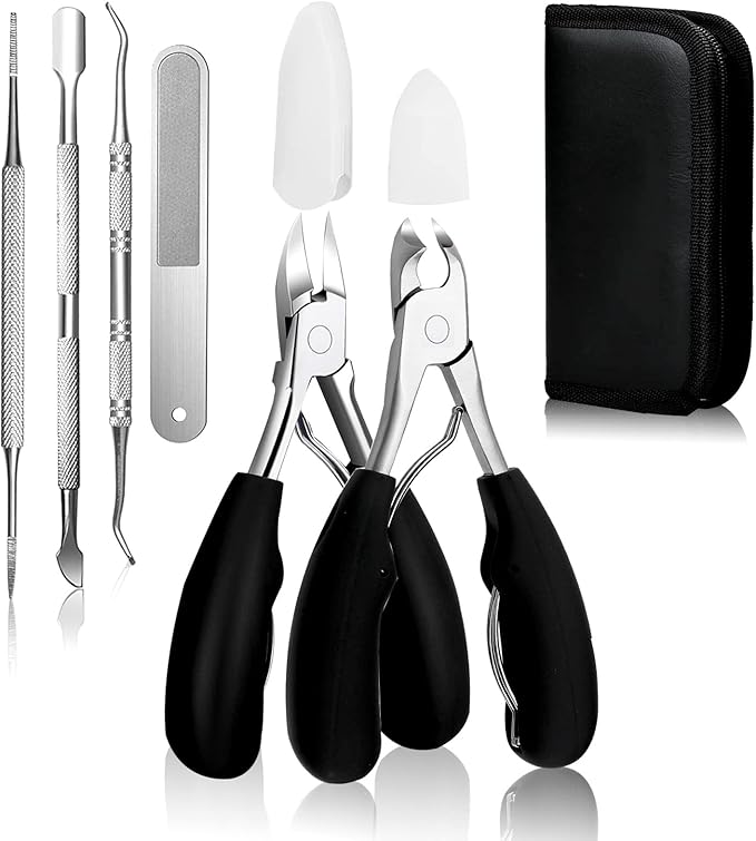 6Pcs Toenail Clippers for Thick Toenails Ingrown Nail Clippers, Large Toe Nail Clippers, Heavy Duty Toe Nail Clippersfor Seniors Toenail Clippers Set with Long Handle for Men