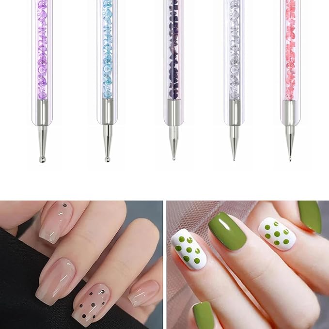 5 Double-Ended Acrylic Nail Brushes & 3 Liner Pens, 5/7/10/12/15 Nail Tracing & Dotting Brushes, Thin Detail Precision Drawing Brushes for Gel Polish(8pcs)