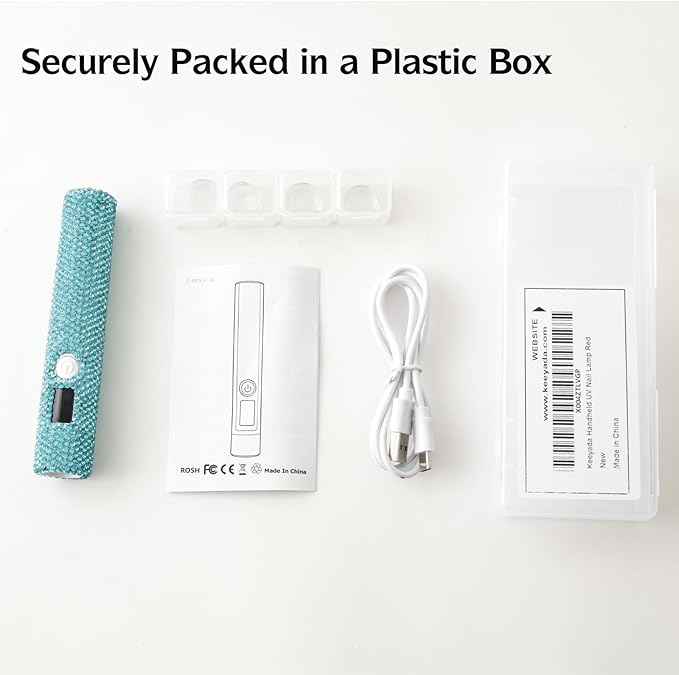 Handheld UV Nail Lamp with Sparkly Rhinestones, 3W Portable LED Nail Lamp, Wireless Rechargeable USB Nail Dryer with Silicone Stamper, LCD Display, Ideal for Home DIY Manicures (Green)