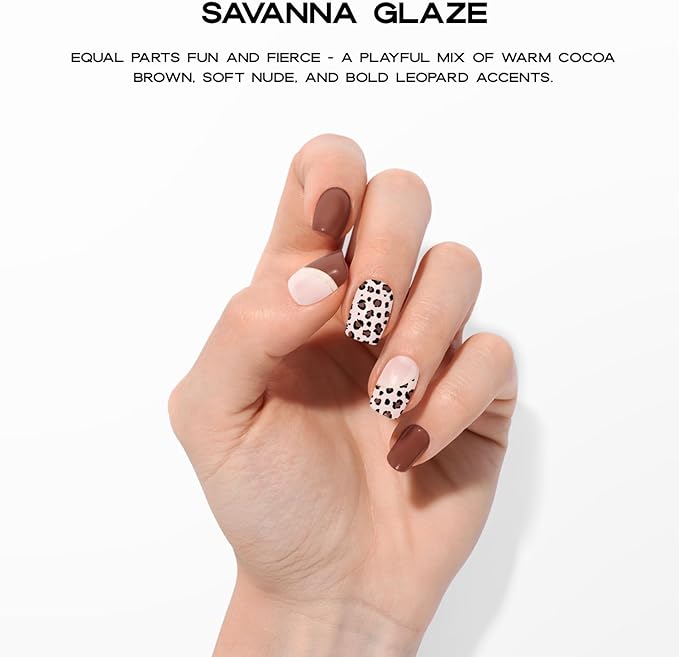Semi Cured Gel Nail Strips with 30 Pieces, Salon Quality Wraps for Women, Beautiful Deep Green with Floral Accents UV Gel Stickers, UV Light Required, Savanna Glaze