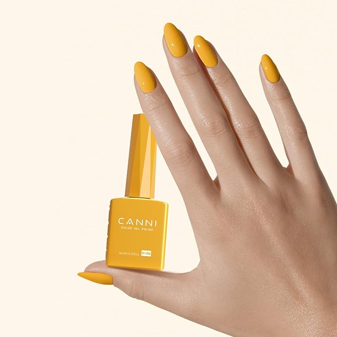 CANNI Yellow Gel Nail Polish, 1Pcs Yellow Gel Polish Color Soak Off U V Nail Manicure Salon DIY at Home