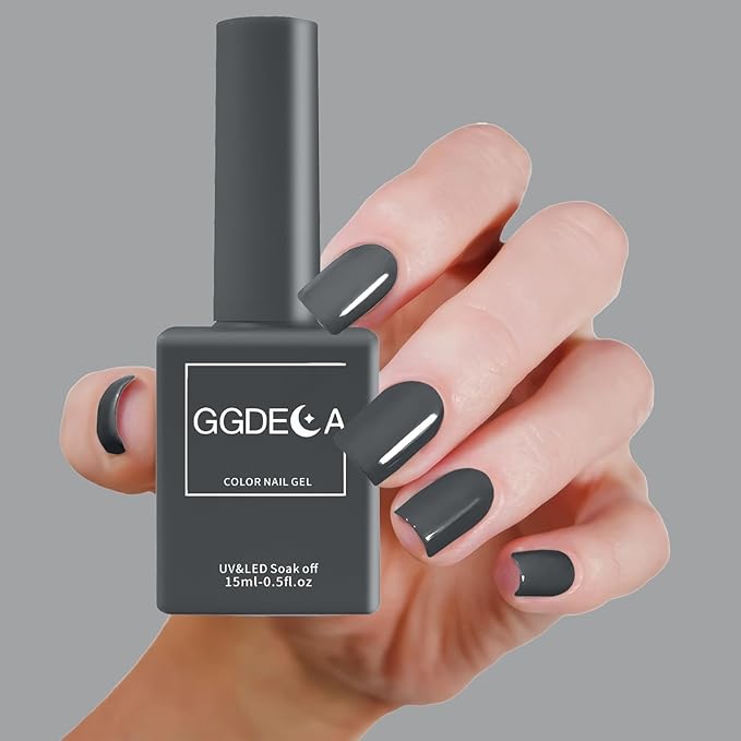 15ml Grey Gel Nail Polish, Dark Grey Gel Polish, Same Color Same Bottle, High Gloss U V Soak Off Nail, DIY Sparkle Manicure Salon