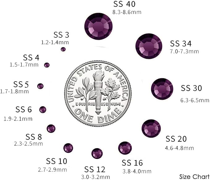 2880 Pieces SS8 Amethyst Hotfix Rhinestones Flatback Round Crystal Glass Rhinestones Gems for Crafts Nail Face Art Clothes Shoes Bags DIY