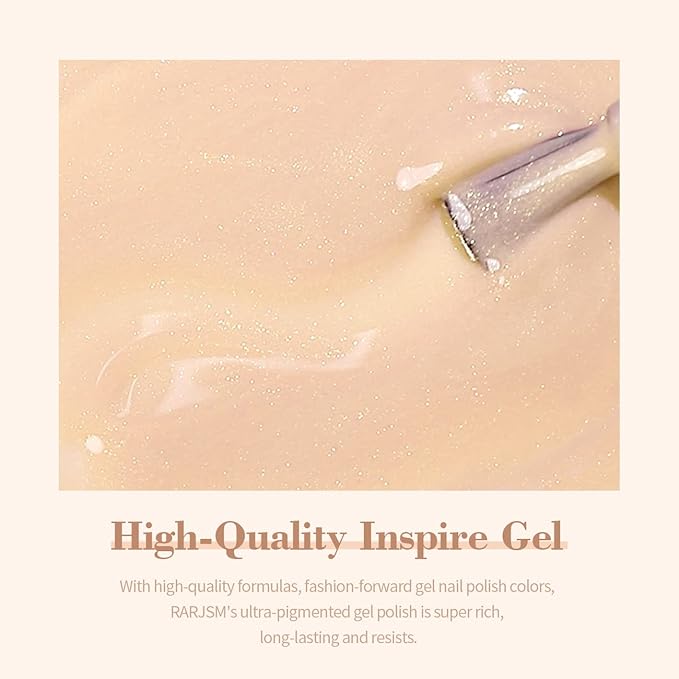 RARJSM Nude Gel Nail Polish Apricot Gold Glitter Shimmer Neutral Sheer Nude Gel Polish Soak Off LED UV Curing Requires Beige Pigment Jelly French Manicure Nail Gel Polish 15ml 1 Piece for Home Salon