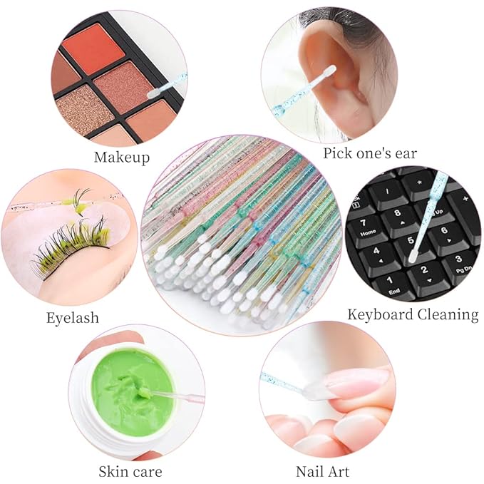 300 PCS Eyelash Extension Supplies Kit,Disposable Lash Spoolies Brushes Micro Swab Brushes Mascara Wand Lip Brushes for Eyelash Extension Tattoo Lipstick Applicator (Gold)