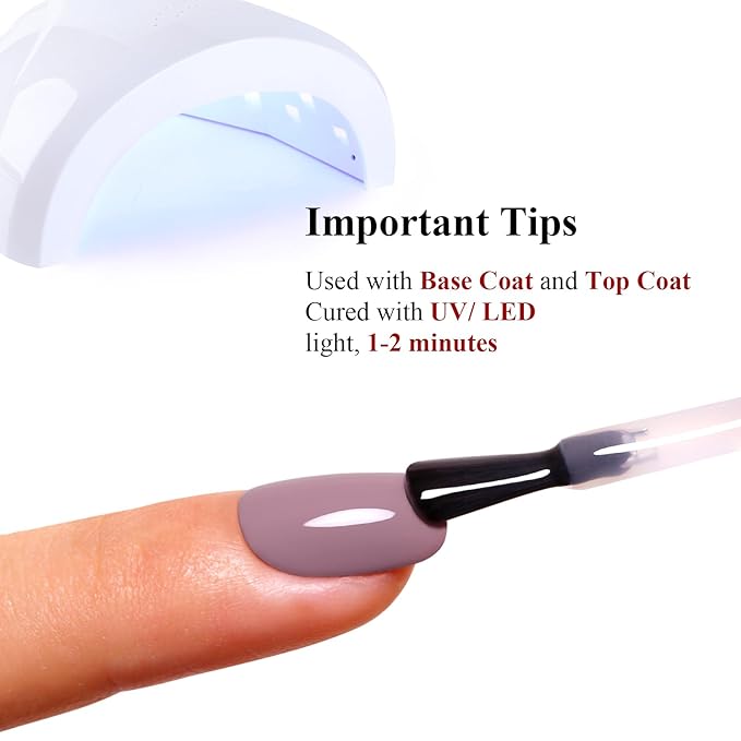 Gel Nail Polish, 0.5 Fl Oz Grayish Pink Gel Polish Autumn Winter Nude Art DIY Starter Manicure Salon Soak Off LED UV