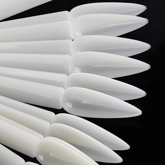 160 Pcs Plastic Nail Swatch Sticks Stiletto Nail Swatches Sample Sticks Nail Color Display Sticks with Metal Rings
