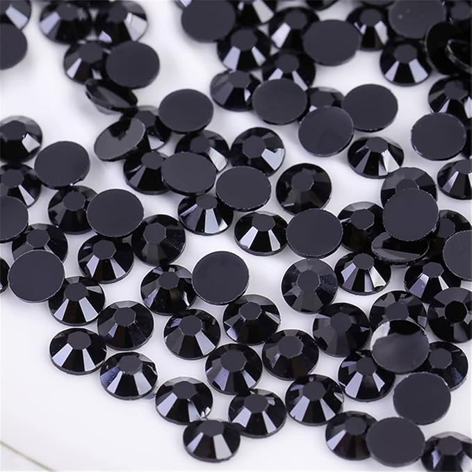 3000 Pieces SS6 2mm Flatback Rhinestones Clear Glass Round Gems Crystals for Nail Art DIY Crafts Clothes Shoes Bags （Black）