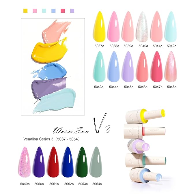 VENALISA V3 Gel Nail Polish Kit of 22 Pcs With Color Display Card Red Blue Green Yellow Pink Gel Polish Set Soak Off Salon Nail Art DIY at Home Manicure