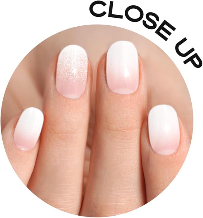 Semi Cured Gel Nail Strips with 30 Pieces - Salon Quality Manicure Kit for Women Easy Application Wraps Includes Prep Pads Nail File Wooden Stick, UV Light Required (Milky Clean)