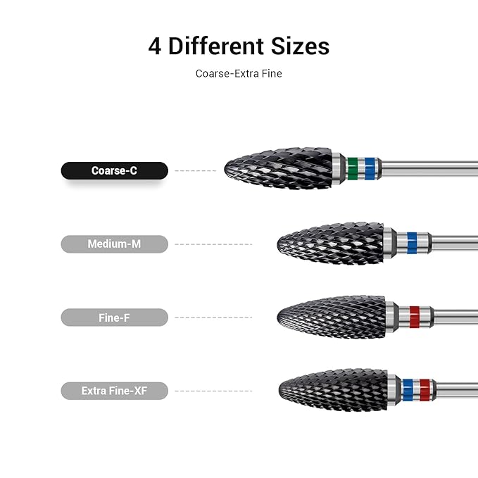 MelodySusie Ceramic Nail Drill Bit, 3/32'' (2.35mm) Professional Acrylic Nail File Flame Drill Bit for Manicure Pedicure Cuticle Gel Nail Polishing, Beginners Bits, Black, Series Bit-S, Coarse