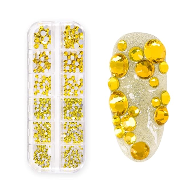 KADS Nail Crystals AB Nail Art Rhinestones 5 Colors Round Beads Flatback Glass Charms Gems Stones 6 Sizes for Nails Decoration Makeup Clothes Shoes (5 Colors+ Tweezer 1)