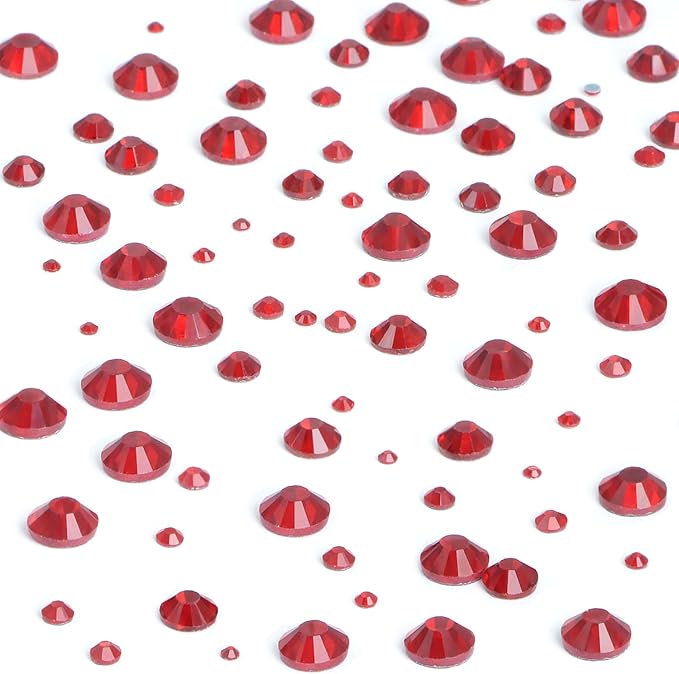 NCB Hotfix Iron on 8000pcs Crystal Rhinestones Round Gem for Crafts Decoration DIY Jewelry Making with a Tweezers and 2 Picking pens (Siam, 6Sizes SS4-SS30)