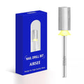 AIRSEE Tungsten Carbide Acrylic Nail Drill Bit Efile Electric File Machine Head Tip for Manicure Polishing Art Remove Gel 3/32" 2 Way Professional Tech Flat Top Cylinder Barrel Extra Fine-XF