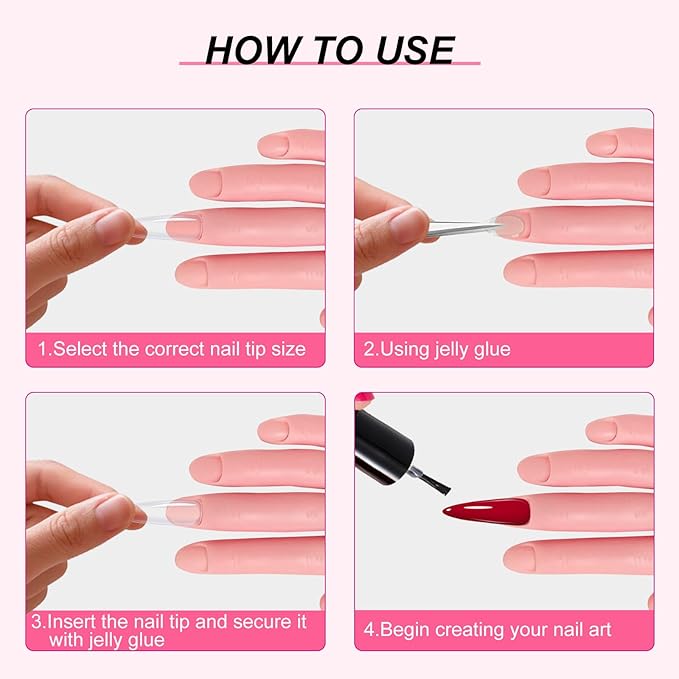 1Pcs Silicone Practice Hand for Nail Training with 48 Adhesive Tabs, Fake Hand for Acrylic Nails, Flexible Reusable Mannequin Hand Model for Gel Polish, Manicure and Nail Art Practice