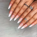 Morily 24pcs Fake Nails Matte Pure Color Medium Long Stiletto Almond Press on Nail False Tips Artificial Finger Manicure for Women (French Ombre)
