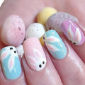 24 Pcs Easter Press on Nails Medium Square Shaped Fake Nails Cute White Bunny Designs Pink Blue Purple Glossy False Nails Easter Rabbit Nail Art Decor Full Cover Acrylic Nails for Women DIY Manicure