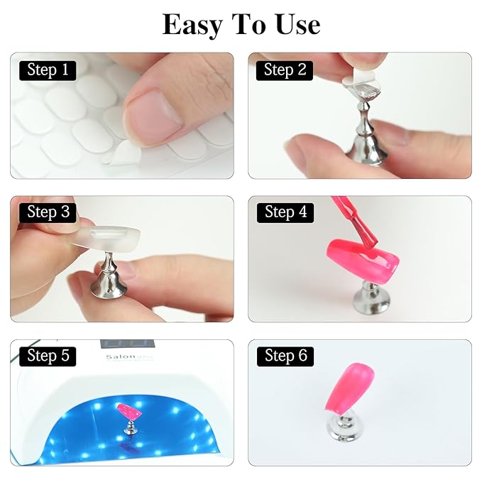 Ruteail Nail Art Display Stand - 2 Sets, 100 Pcs Reusable Stickers, Magnetic, DIY Beginner Salon Supplies