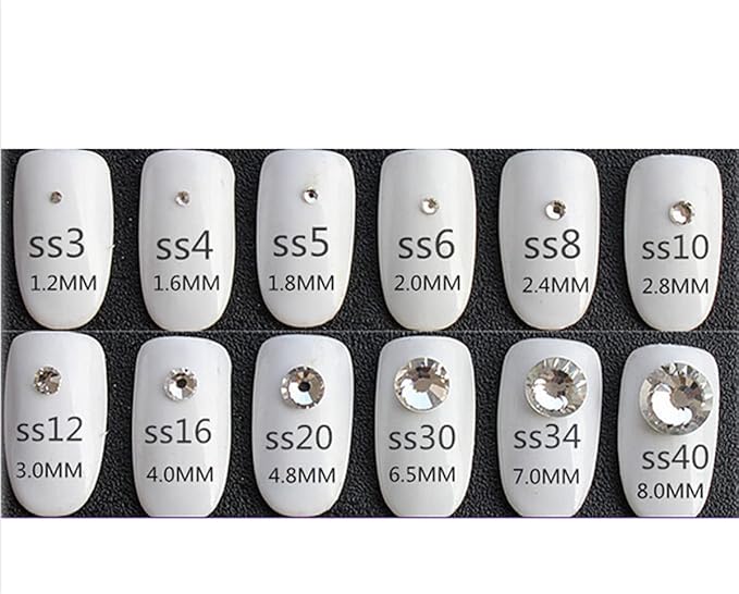 ECYC 1440 Pcs 1.2mm Flatback Crystal Rhinestones, Silver Nail Art Decoration Rhinestones Glitter Glass Gems Stones for DIY Crafts Nails Clothes Shoes Bags Decoration,Clear