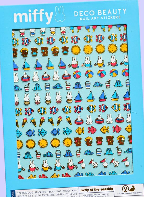 Deco Beauty Miffy at The Seaside -Super Thin & Easy-to-Apply Nail Art with The Cutest Designs-Durable & Long-Lasting Nail Art Stickers & Decals for Women & DIY at-Home Manicures & Salon-Quality Nails