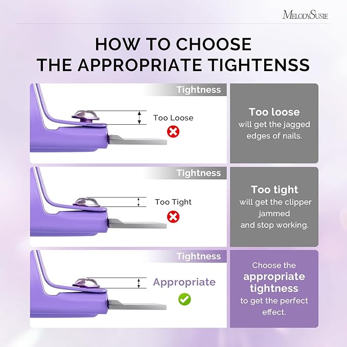 MelodySusie Acrylic Nail Clippers, Professional Nail Clippers Cutters for Acrylic Nails Fake Nail Tips, Adjustable Stainless Nail Trimmer, Manicure Tool for Salon Home Nail Art, Purple