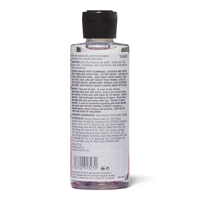 Beauty Secrets Nail Polish Thinner, 4 Fl Oz (Pack of 1), Thins Nail Polish for Even Flow
