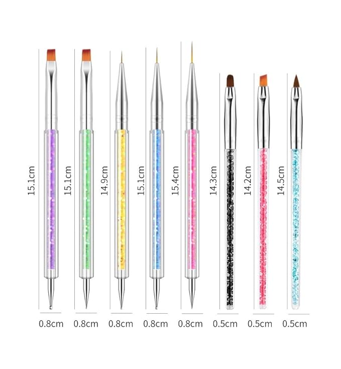 HIGHROCK Nail Art Liner Brushes Pens Dual-Ended Nail Art Point Drill Drawing Brush Pen Manicure Tool Nail Art Design Dotting Pen Tools (8PC)