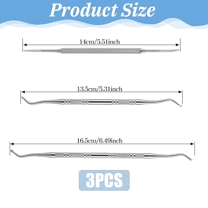 3 PCS Ingrown Toenail Removal Kit, Stainless Steel Pedicure Tools for Feet, Double Head Ingrown Toenail Cleaner Corrector Tool for Nail Cleaner Remove Dirt