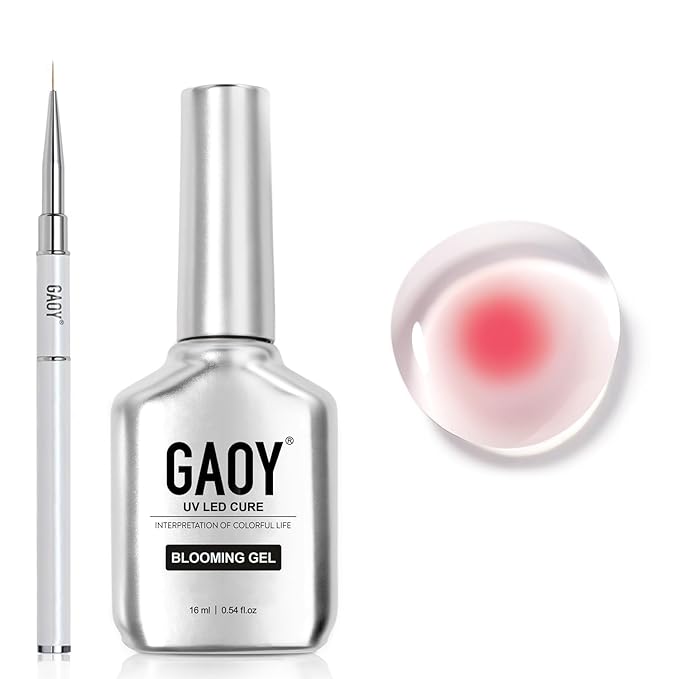 GAOY Nail Blooming Gel, 16ml Clear Blooming Gel Nail Polish with Liner Brush, Spreading Effects Soak Off UV Light for Nail Art DIY