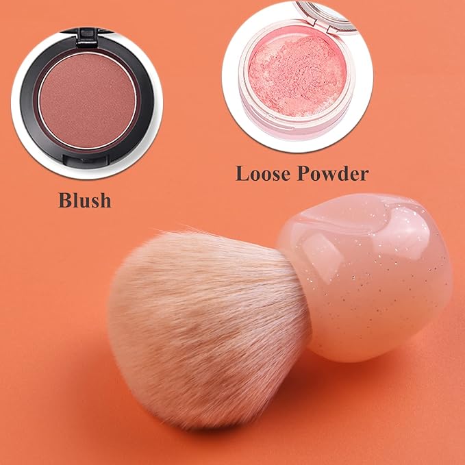 Nail Art Dust Powder Remover Cleaner Brush, Nail Art Dust Cleaning Brush Soft Kabuki Brush for Makeup & Acrylic Gel Nails (Pink)