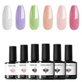 modelones Gel Nail Polish Set 6 Colors White Nude Purple Blue Gel Nail Polish Soak Off LED Manicure DIY Nail Art Salon Home Gift For Women Girl