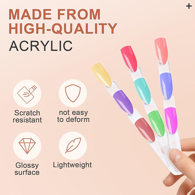 300 Tips Nail Swatch Sticks with Metal Split Ring Fan-shaped Display Nail Practice Sticks Nail Sample Swatches for Nail Art Polish Practice Nail Color Display (Clear - 450Tips)