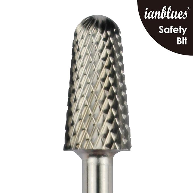 Safety Bit, Nail Drill for Electric Manicure Drill Machine, Fast Remove Nail Gels, Acrylic Gels and Nail Colors (Middle -M, Silver)