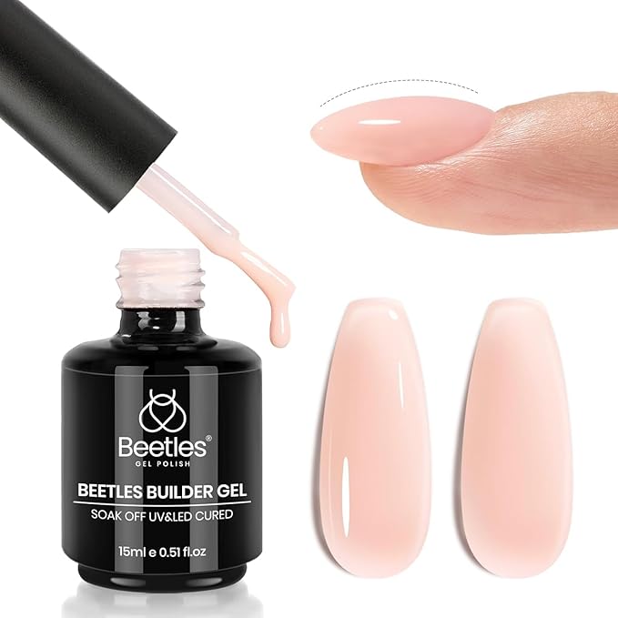 Beetles Builder Gel for Nails, 8 in 1 Jelly Nude Gel Builder for Building Apex & Extension Strengthener Thin Nails DIY Winter Nails Art Design for Beginner Women, UV & LED Lamp Needed