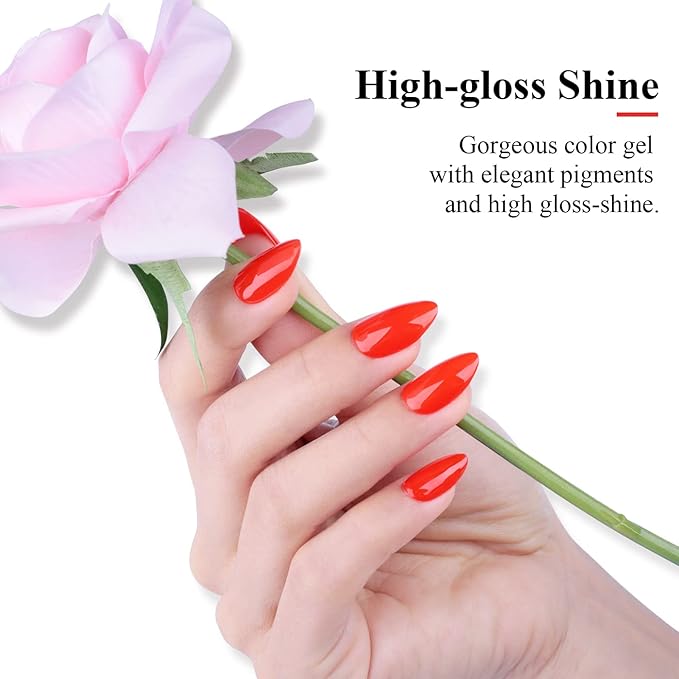 Imtiti Gel Nail Polish - Scarlet Red, 0.5 Fl Oz, DIY Nail Art Starter Kit for Women & Girls - Soak Off LED & UV Curing
