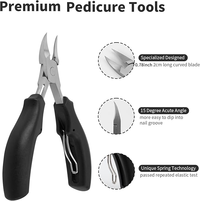 Fingernail and Toenail Nail Clippers for Thick and Ingrown Nails, 11 Pieces Manicure and Pedicure Kits Cutters Care Tools Hand Foot Treatment for Men, Women, and Seniors with Travel Case