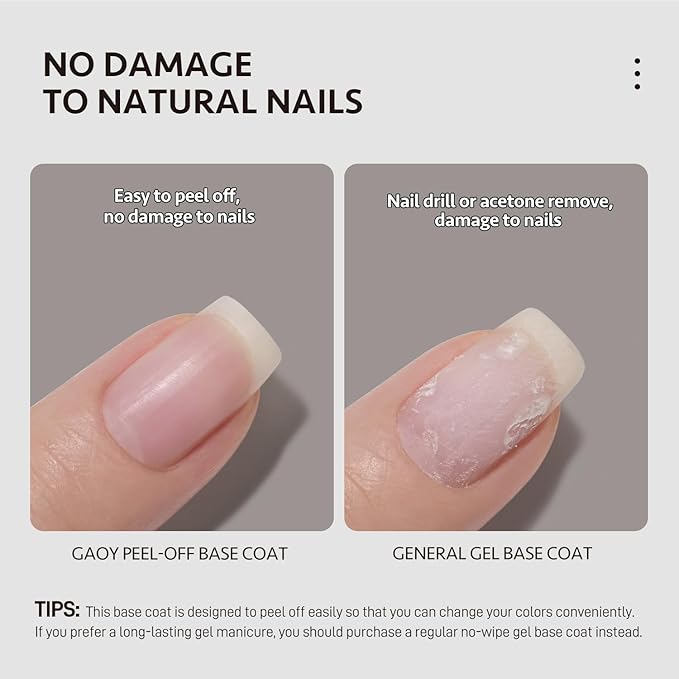GAOY Air Dry Peel Off Base Coat, 16ml Practice Base for Nail Colors Test, Temporary Wear and Easy to Peel, No UV/LED Lamp Needed