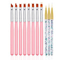 11 Pc Nail Art Brush Set - UV Gel Painting Pen, Flower & Gradient Designs, Liner Brushes