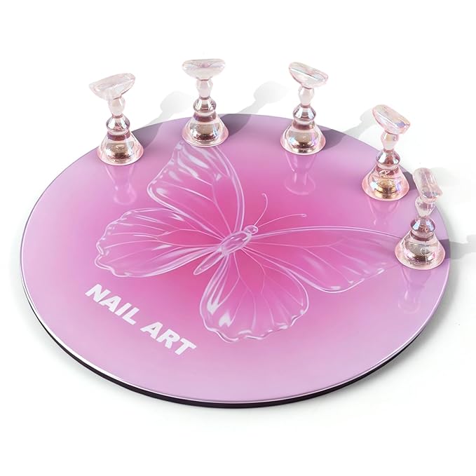 TADOPRO Nail Art Stand for Press Ons Fake Nail Tip Holder for Painting Nails Acrylic Nail Display Practice Kit with Magnetic Metal Base Nail Art Supplies Home DIY & Salon Use（pink01）