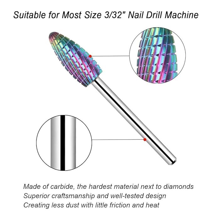 Makartt Nail Drill Bits Set with Nail Drill Bits Holder Bundle, 10Pcs Tungsten Carbide Nail Drill Bits, Nail Bits Organizer Container 30 Holes Manicure Tools (Not Inlcude Drill Bits)